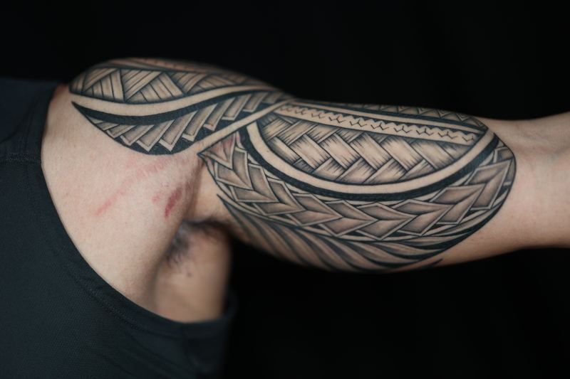 Polynesian half sleeves tattoo by Joshawa Elsas – IslandTAT San Diego
