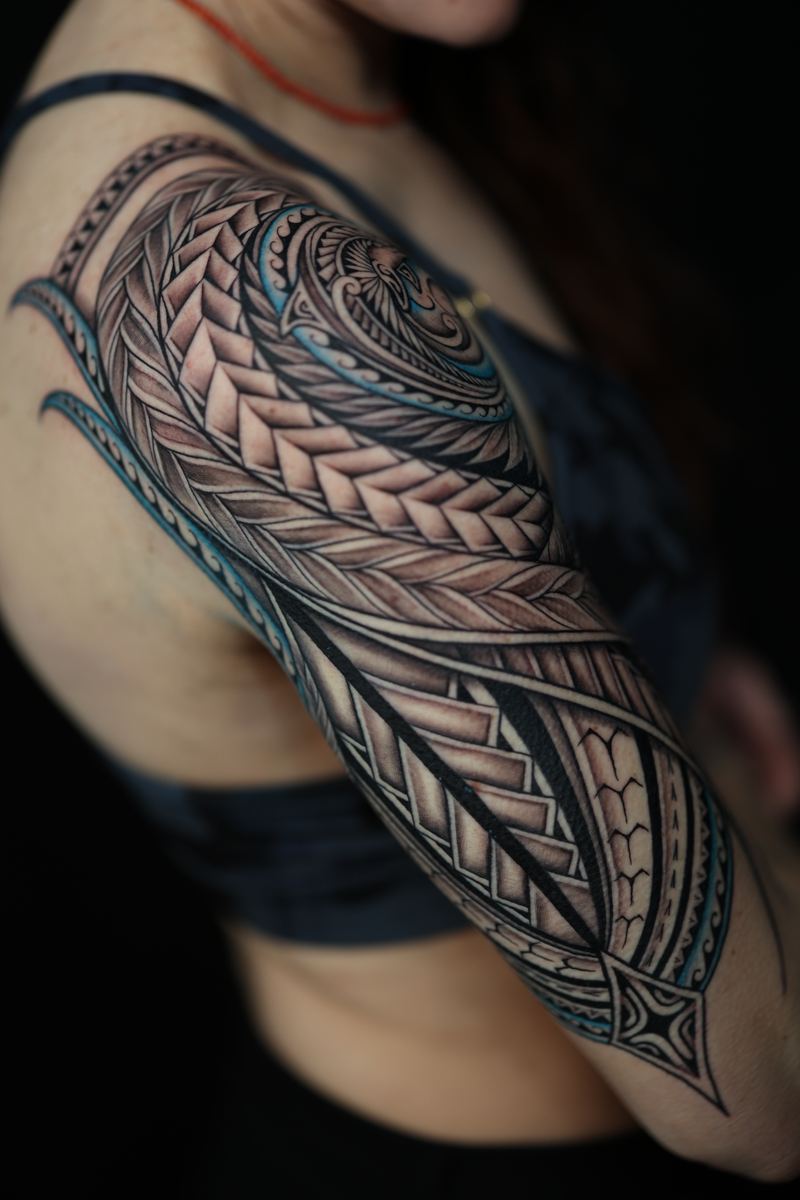 Polynesian half sleeves tattoo by Joshawa Elsas – IslandTAT San Diego