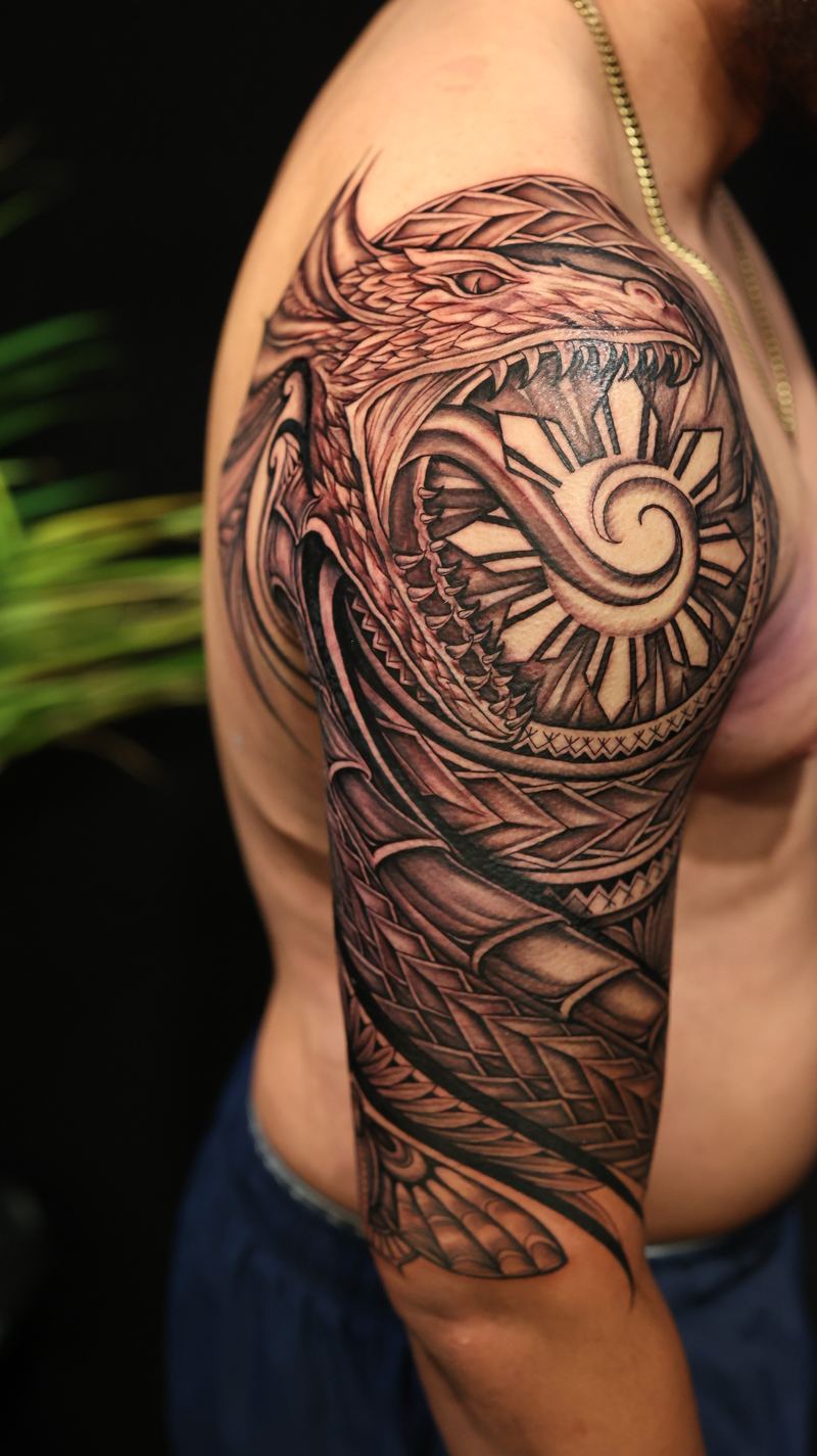 Polynesian half sleeves tattoo by Joshawa Elsas – IslandTAT San Diego