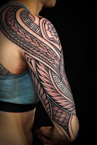 Joshawa Elsas · Half Sleeves — Polynesian tattoo by IslandTAT San Diego