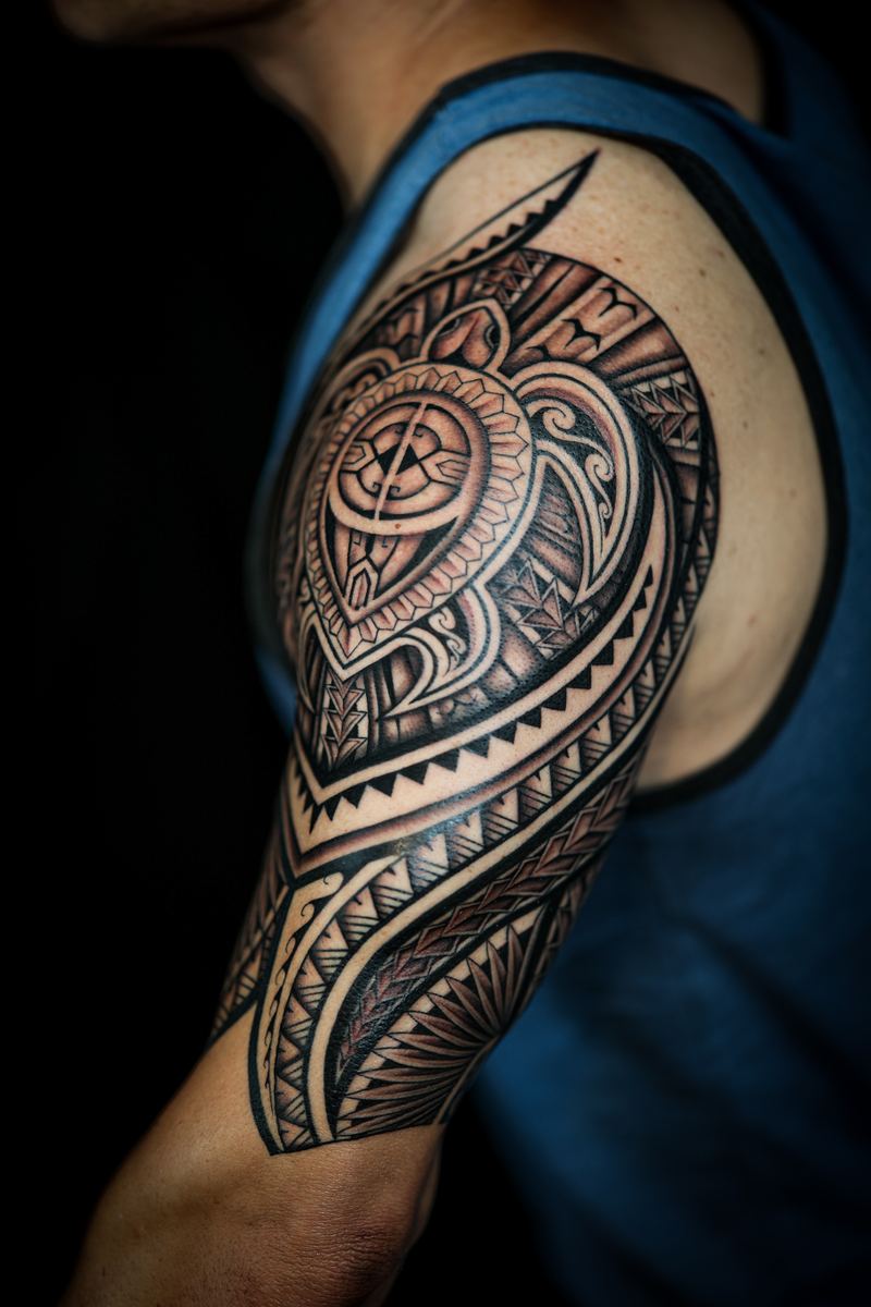 Polynesian half sleeves tattoo by Joshawa Elsas – IslandTAT San Diego