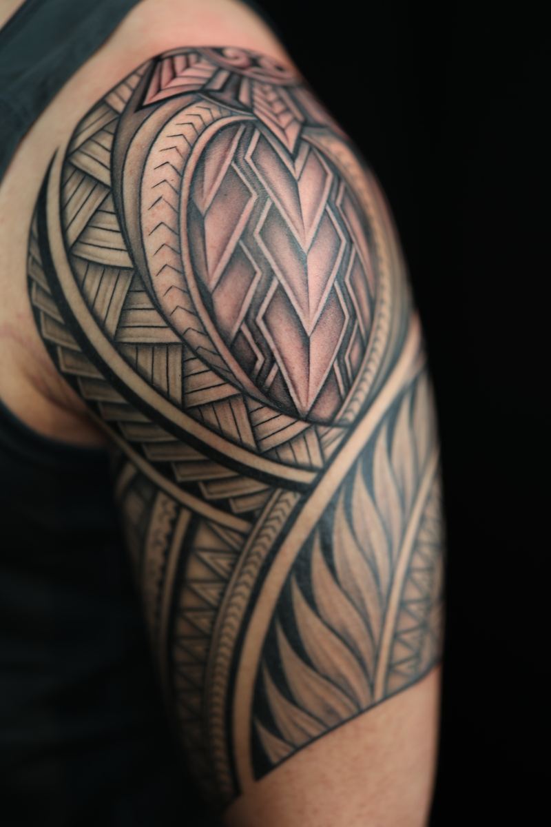 Polynesian half sleeves tattoo by Joshawa Elsas – IslandTAT San Diego