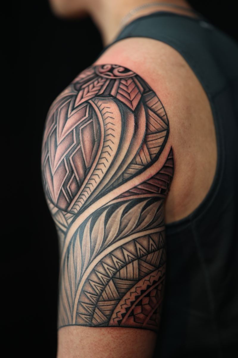 Polynesian half sleeves tattoo by Joshawa Elsas – IslandTAT San Diego