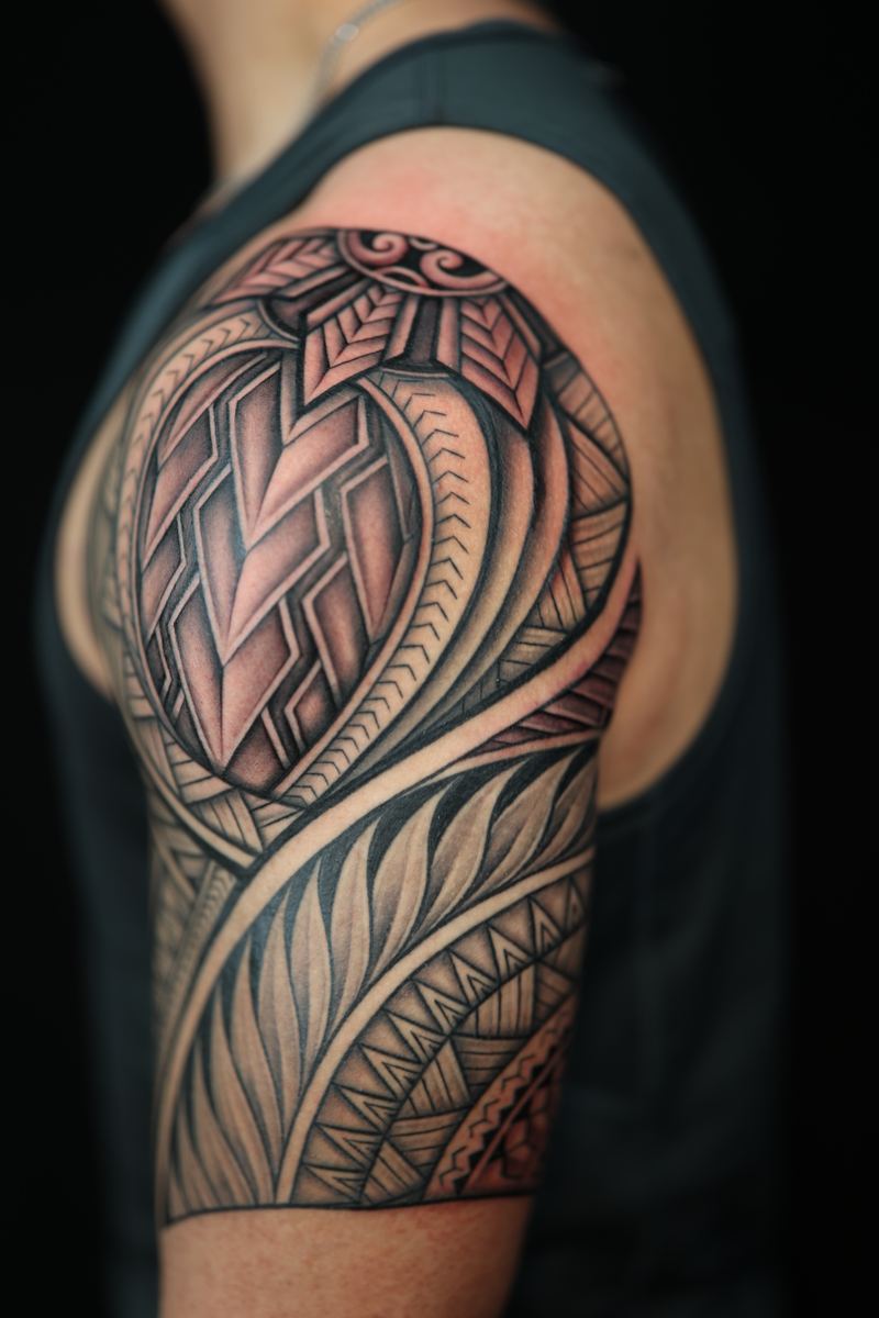 Polynesian half sleeves tattoo by Joshawa Elsas – IslandTAT San Diego
