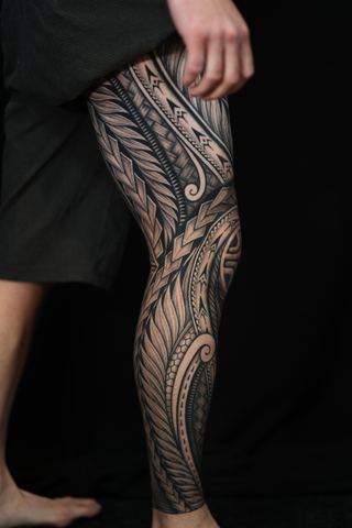 Joshawa Elsas · Leg Sleeves — Polynesian tattoo by IslandTAT San Diego