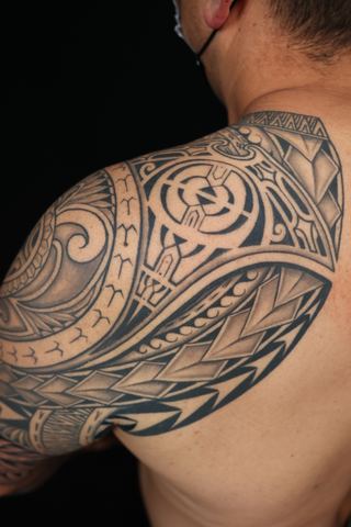 Joshawa Elsas · Shoulder Tattoos — Polynesian tattoo by IslandTAT San Diego